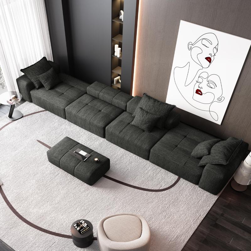 Sofá L Grande Acolchoado Almofadas Macias Montagem Zero