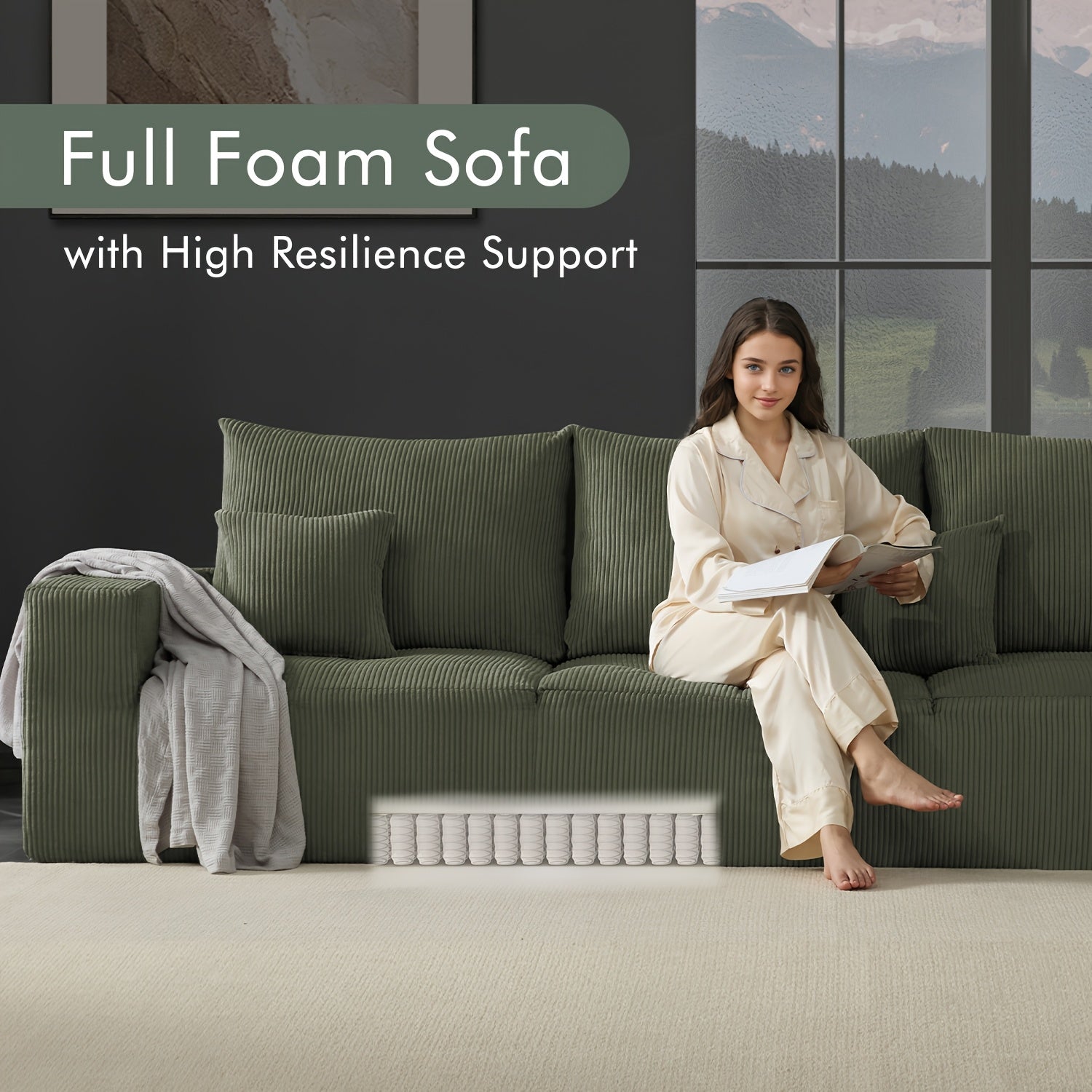 Sofá Cama Multifuncional Verde Montagem Zero